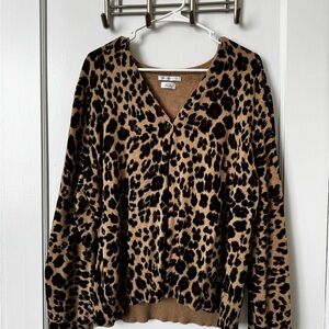 Van Heusen Leopard Print V-Neck Cardigan - Brown, Black